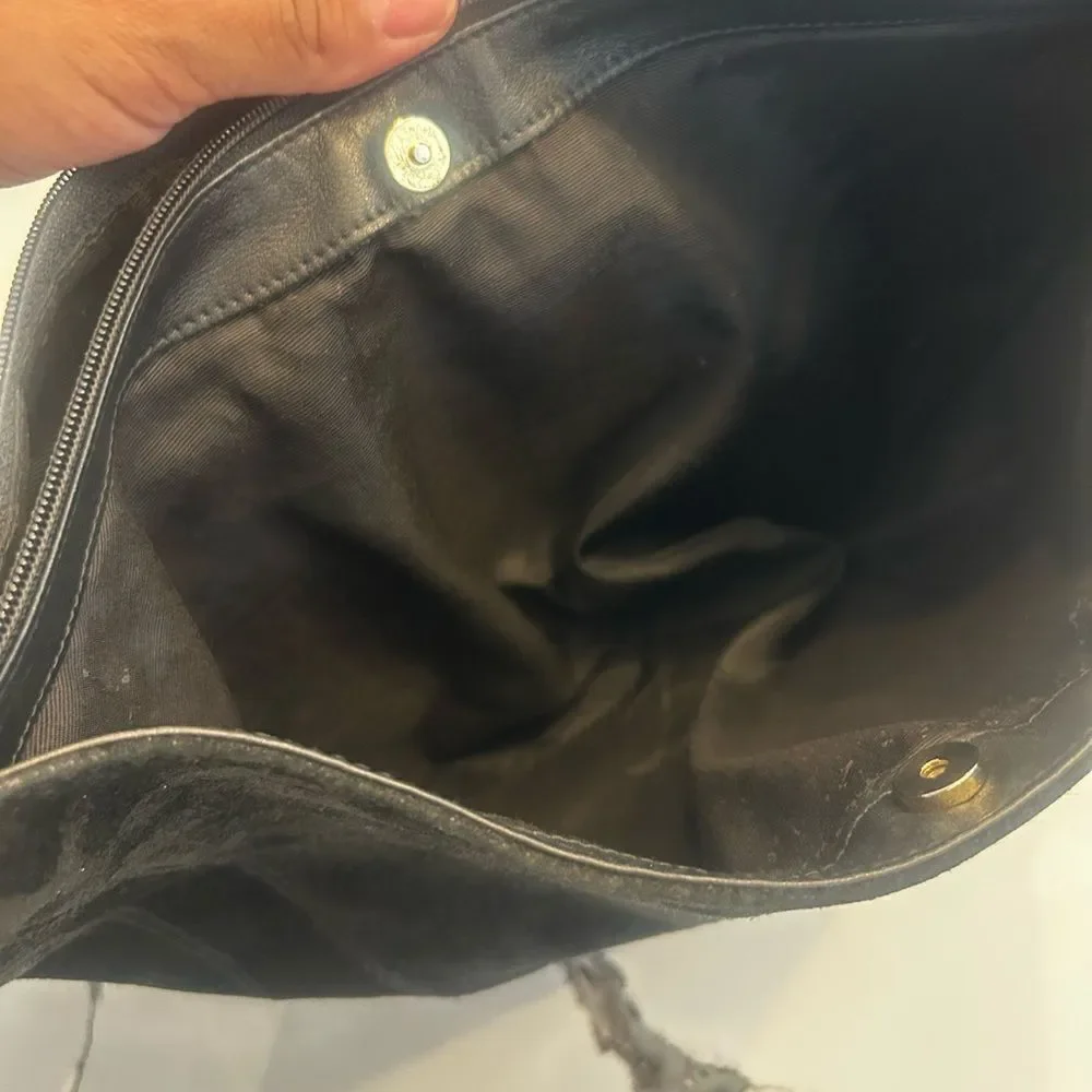 GANSON Black Suede Shoulder Bag